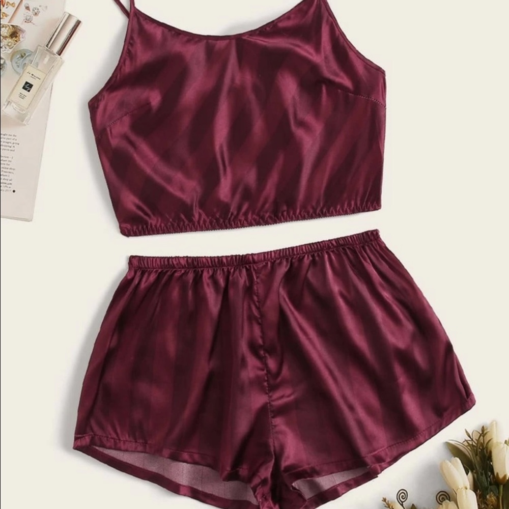 SHEIN striped satin cami pj set